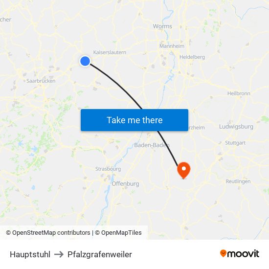 Hauptstuhl to Pfalzgrafenweiler map