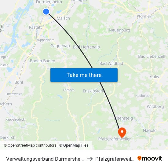 Verwaltungsverband Durmersheim to Pfalzgrafenweiler map