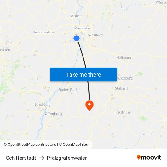 Schifferstadt to Pfalzgrafenweiler map