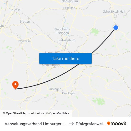 Verwaltungsverband Limpurger Land to Pfalzgrafenweiler map