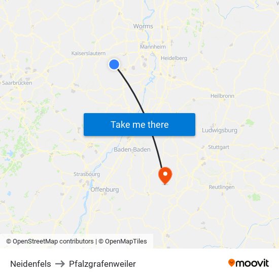 Neidenfels to Pfalzgrafenweiler map