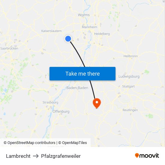 Lambrecht to Pfalzgrafenweiler map