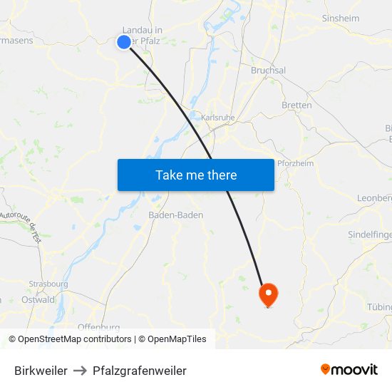 Birkweiler to Pfalzgrafenweiler map