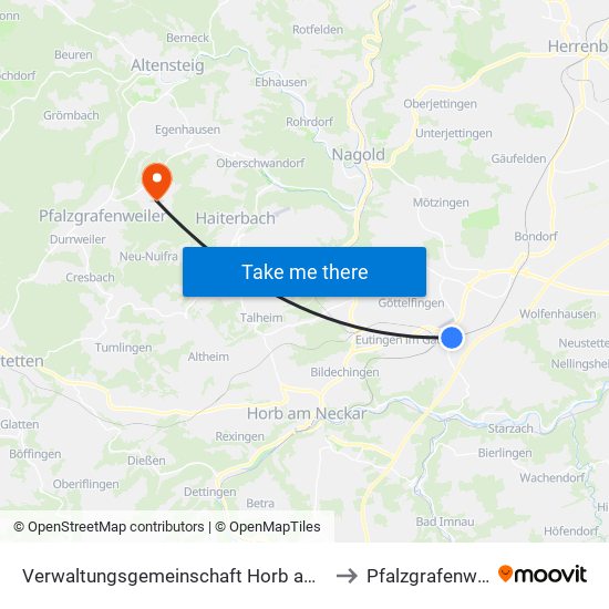 Verwaltungsgemeinschaft Horb am Neckar to Pfalzgrafenweiler map