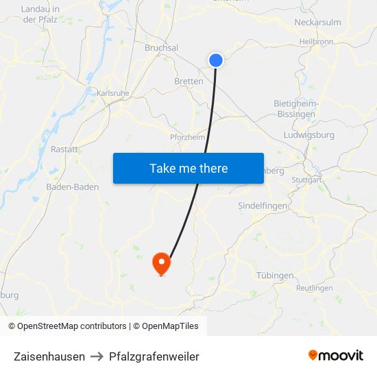 Zaisenhausen to Pfalzgrafenweiler map