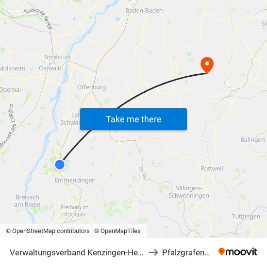 Verwaltungsverband Kenzingen-Herbolzheim to Pfalzgrafenweiler map