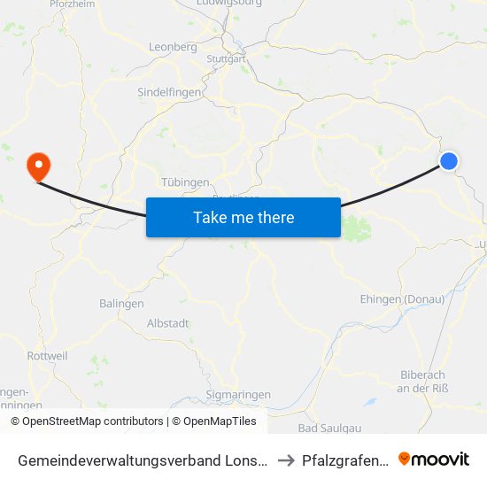 Gemeindeverwaltungsverband Lonsee-Amstetten to Pfalzgrafenweiler map