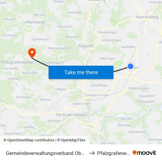 Gemeindeverwaltungsverband Oberes Gäu to Pfalzgrafenweiler map