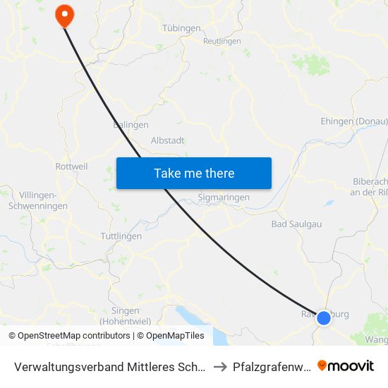 Verwaltungsverband Mittleres Schussental to Pfalzgrafenweiler map