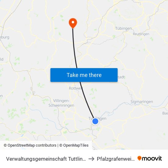 Verwaltungsgemeinschaft Tuttlingen to Pfalzgrafenweiler map