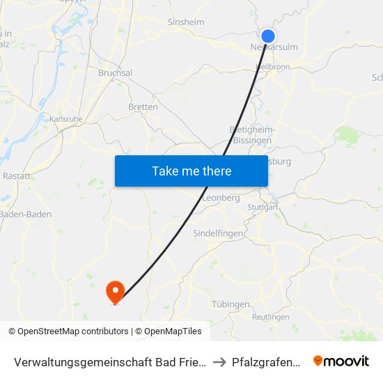 Verwaltungsgemeinschaft Bad Friedrichshall to Pfalzgrafenweiler map