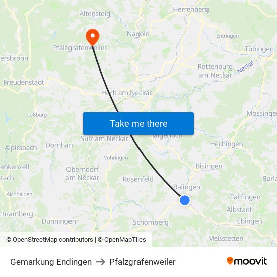 Gemarkung Endingen to Pfalzgrafenweiler map