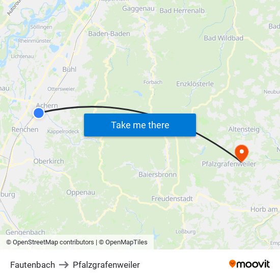 Fautenbach to Pfalzgrafenweiler map