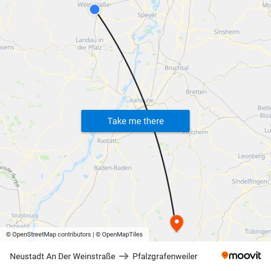 Neustadt An Der Weinstraße to Pfalzgrafenweiler map