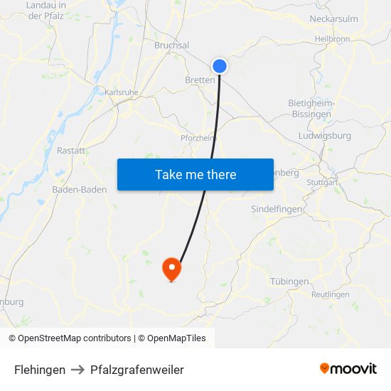 Flehingen to Pfalzgrafenweiler map