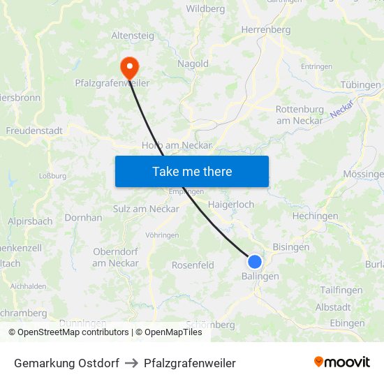 Gemarkung Ostdorf to Pfalzgrafenweiler map