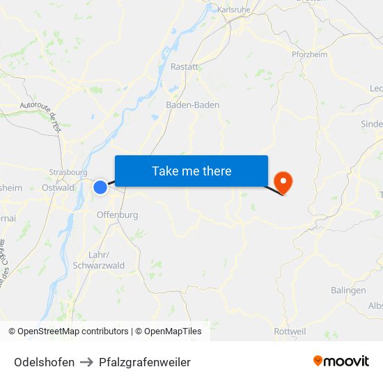 Odelshofen to Pfalzgrafenweiler map