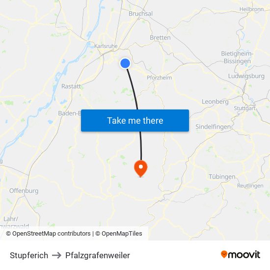 Stupferich to Pfalzgrafenweiler map