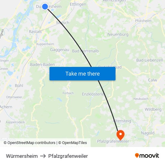 Würmersheim to Pfalzgrafenweiler map