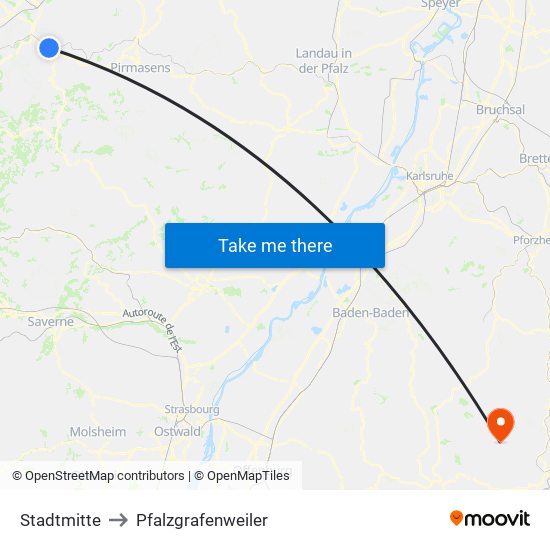 Stadtmitte to Pfalzgrafenweiler map