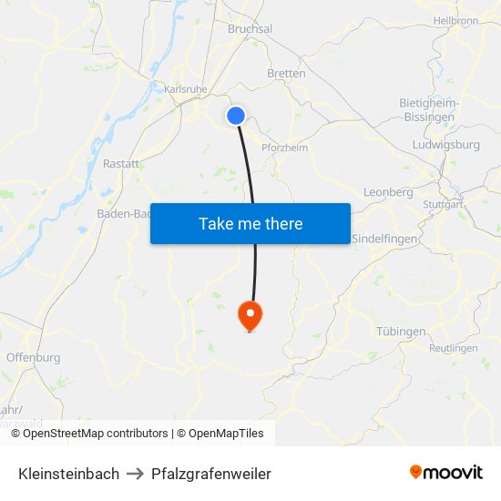 Kleinsteinbach to Pfalzgrafenweiler map