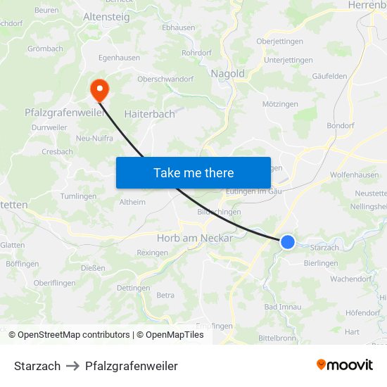 Starzach to Pfalzgrafenweiler map