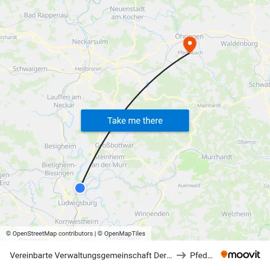 Vereinbarte Verwaltungsgemeinschaft Der Stadt Freiberg am Neckar to Pfedelbach map