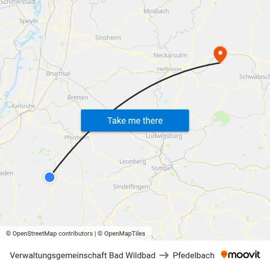 Verwaltungsgemeinschaft Bad Wildbad to Pfedelbach map