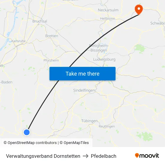 Verwaltungsverband Dornstetten to Pfedelbach map