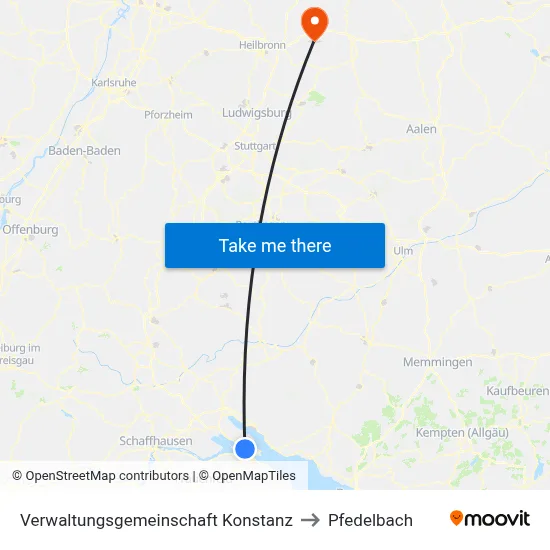 Verwaltungsgemeinschaft Konstanz to Pfedelbach map