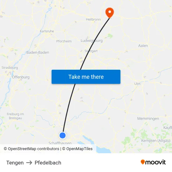 Tengen to Pfedelbach map
