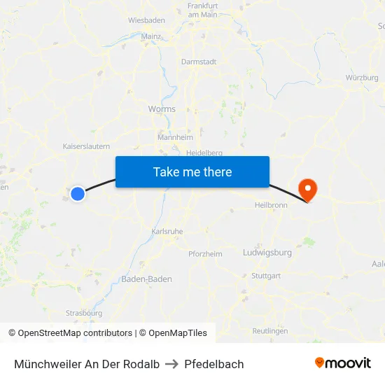 Münchweiler An Der Rodalb to Pfedelbach map