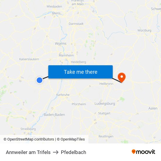 Annweiler am Trifels to Pfedelbach map