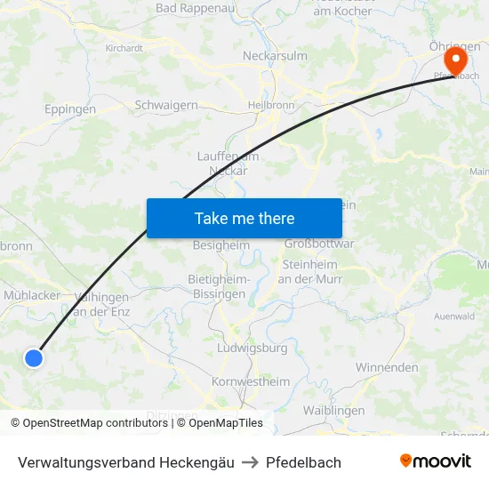 Verwaltungsverband Heckengäu to Pfedelbach map