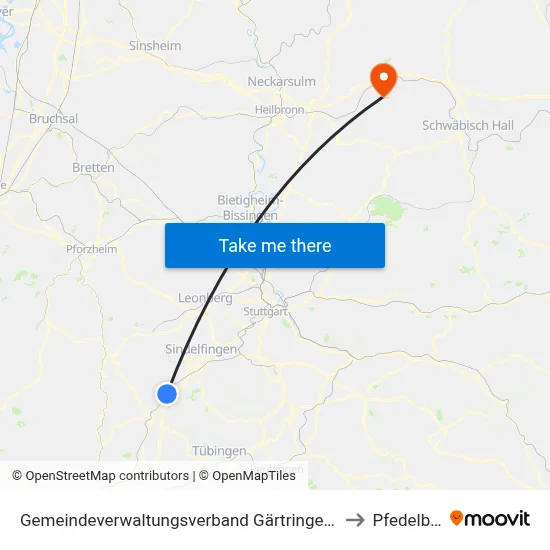 Gemeindeverwaltungsverband Gärtringen/Ehningen to Pfedelbach map