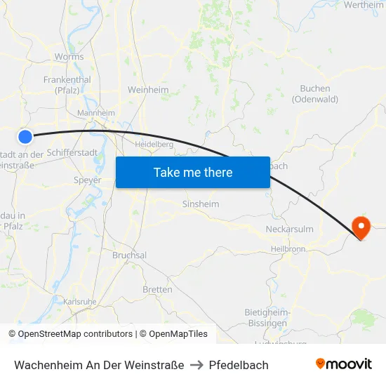 Wachenheim An Der Weinstraße to Pfedelbach map