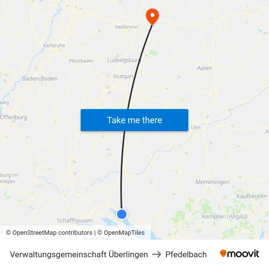 Verwaltungsgemeinschaft Überlingen to Pfedelbach map