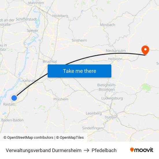 Verwaltungsverband Durmersheim to Pfedelbach map