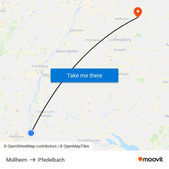 Müllheim to Pfedelbach map