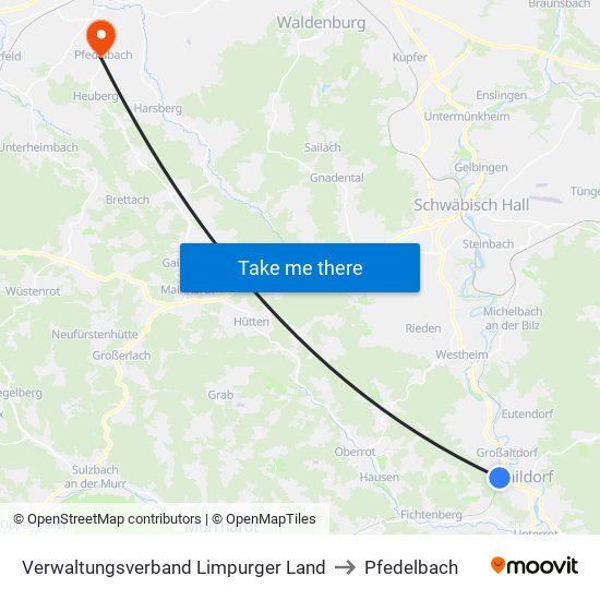 Verwaltungsverband Limpurger Land to Pfedelbach map