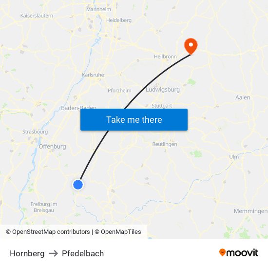 Hornberg to Pfedelbach map