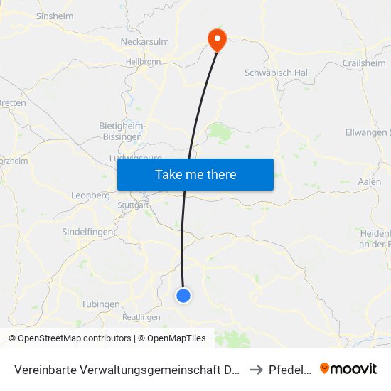 Vereinbarte Verwaltungsgemeinschaft Der Stadt Neuffen to Pfedelbach map