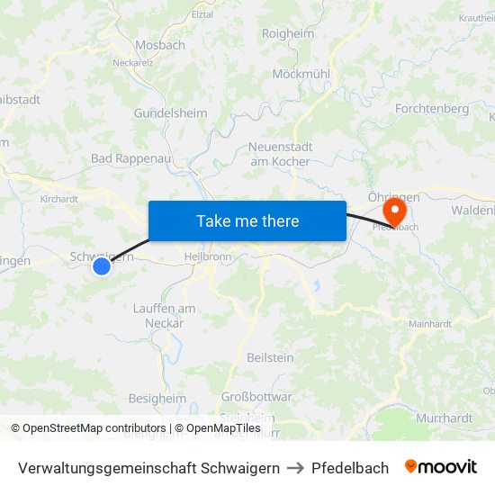 Verwaltungsgemeinschaft Schwaigern to Pfedelbach map