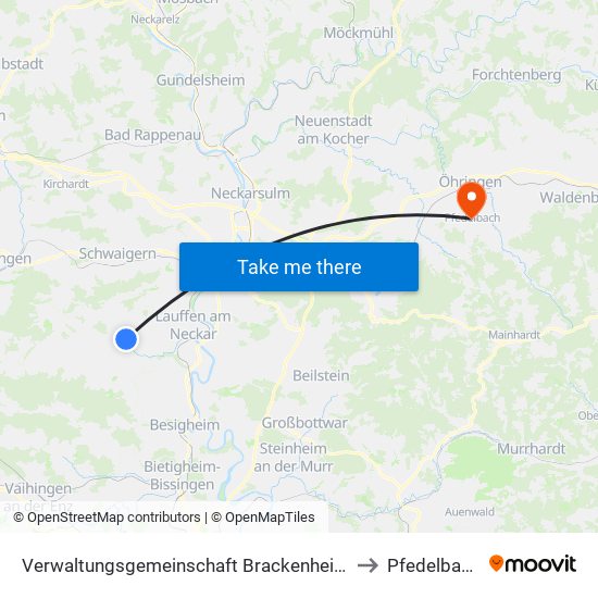 Verwaltungsgemeinschaft Brackenheim to Pfedelbach map