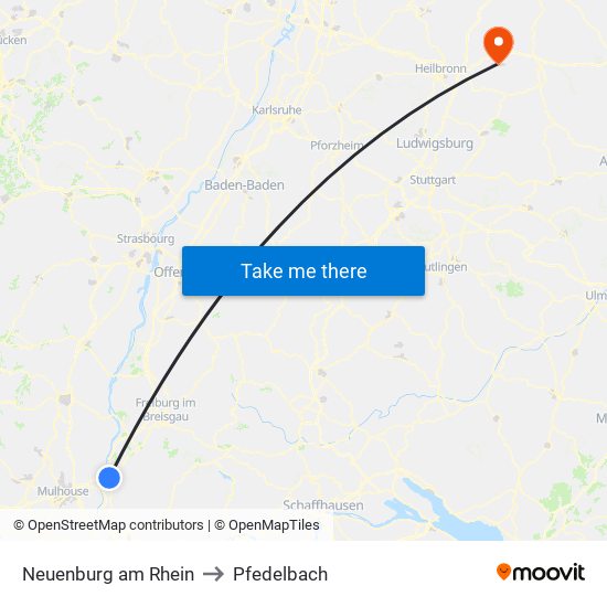 Neuenburg am Rhein to Pfedelbach map