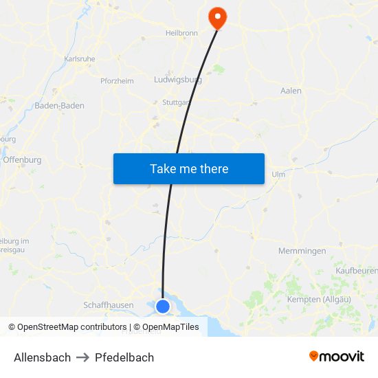 Allensbach to Pfedelbach map