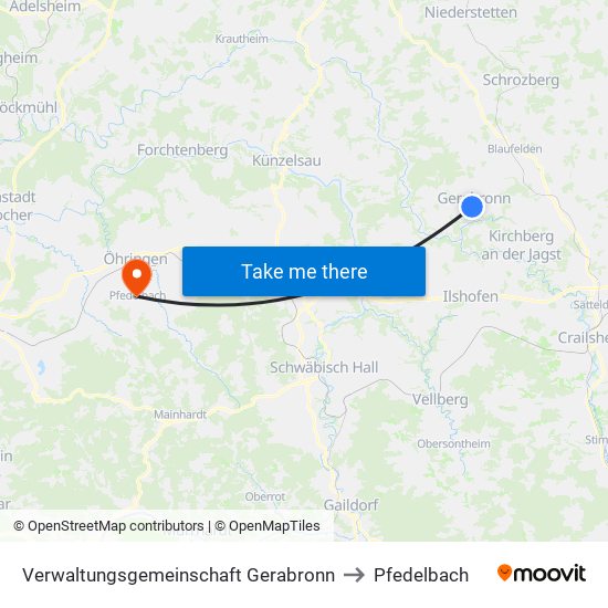 Verwaltungsgemeinschaft Gerabronn to Pfedelbach map