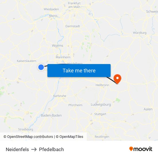 Neidenfels to Pfedelbach map