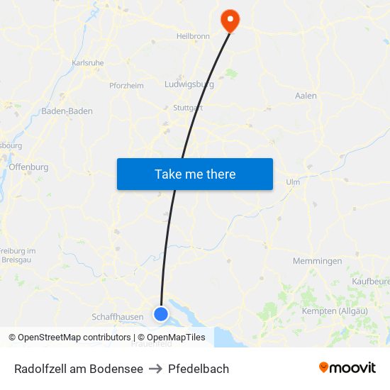 Radolfzell am Bodensee to Pfedelbach map