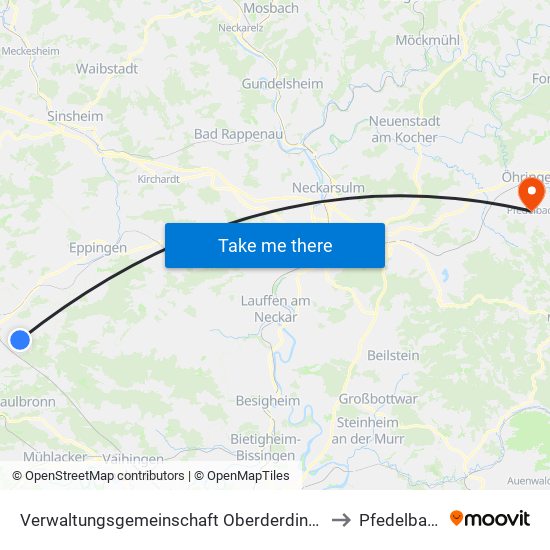 Verwaltungsgemeinschaft Oberderdingen to Pfedelbach map